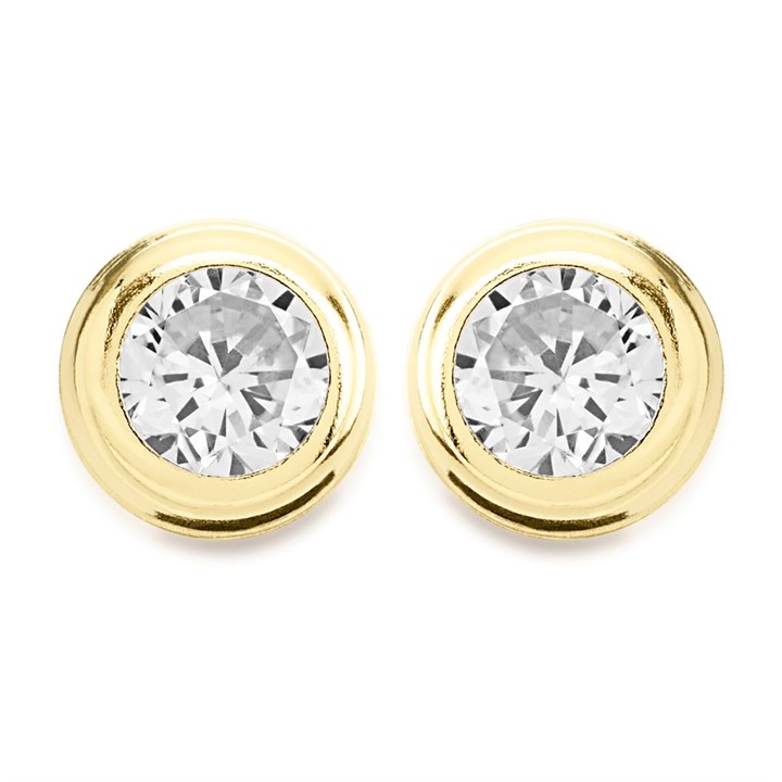 9ct Gold Cubic Zirconia Stud Earrings - 4mm - G27129
