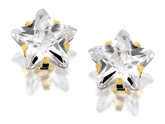 9ct Gold Star Cubic Zirconia Stud Earrings - 6mm - G2833