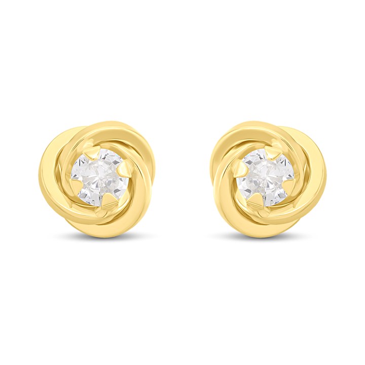 9ct Gold Knot Cubic Zirconia Stud Earrings - G3022