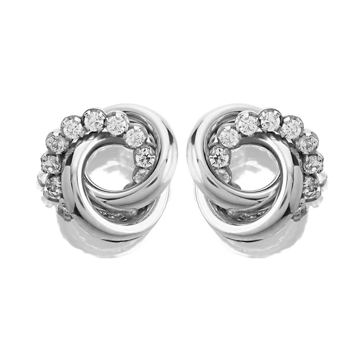 9ct White Gold Cubic Zirconia Open Knot Stud Earrings - 7mm - G3124
