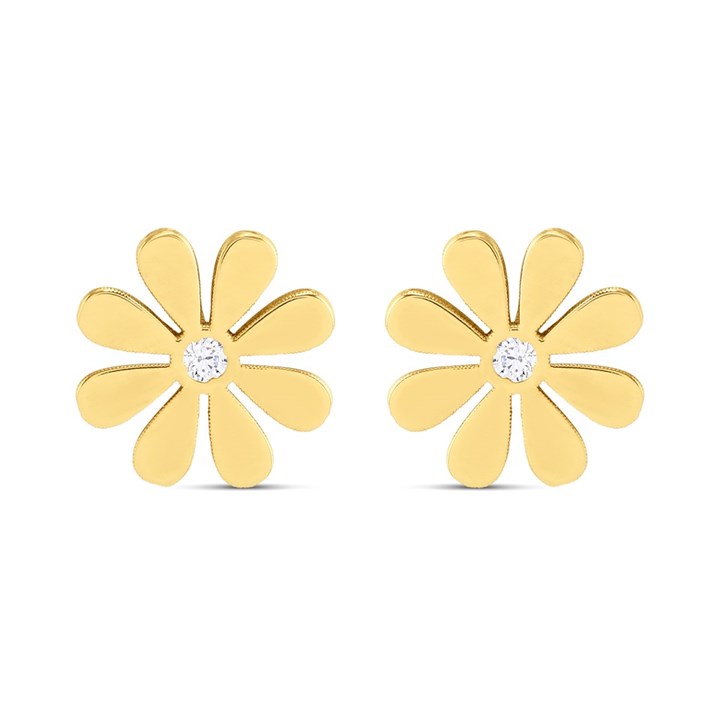 9ct Gold Daisy CZ Stud Earrings - G3202