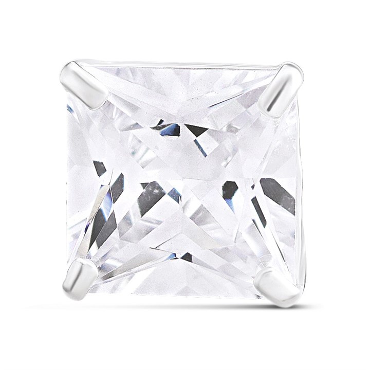 9ct White Gold Cubic Zirconia Single Stud Earring - 6mm - G3423