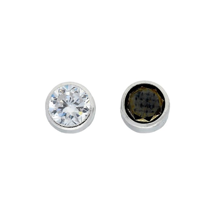 9ct White Gold White And Black Crystal Stud Earrings - 5mm - G3425