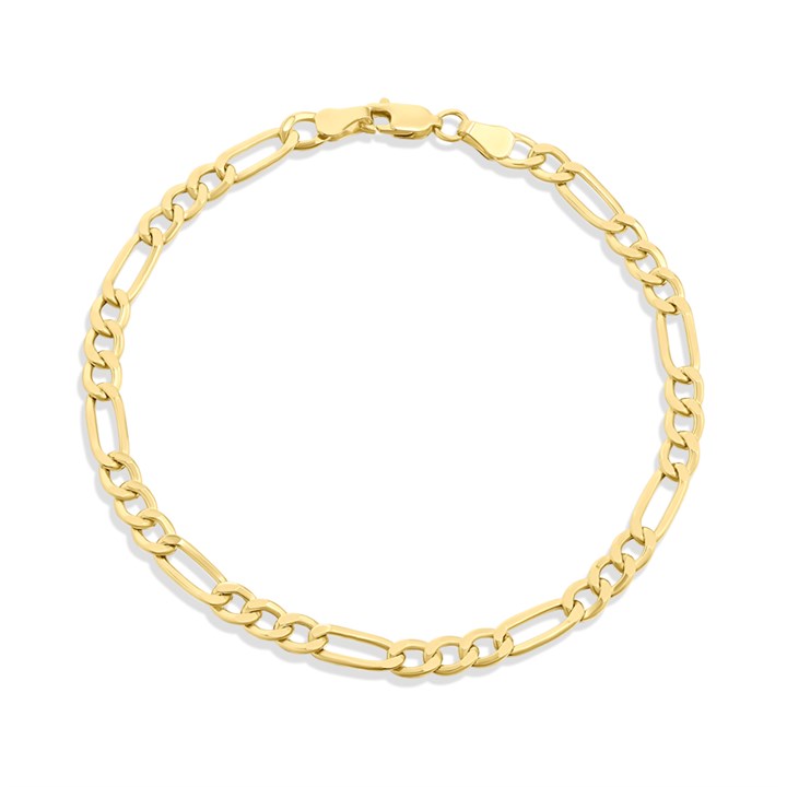 9ct Gold 4.6mm Wide Figaro 8.5in Bracelet - G5674
