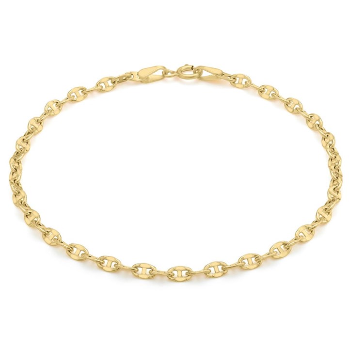 9ct Gold 2mm Wide Anchor Bracelet - 7in - G64102