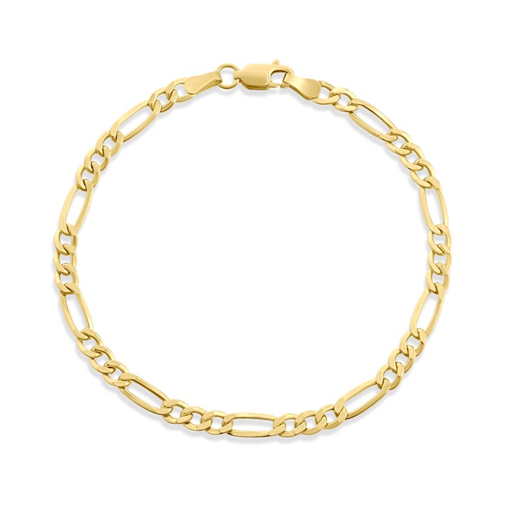 9ct Gold 4mm Wide Figaro 7.5in Bracelet - G64119