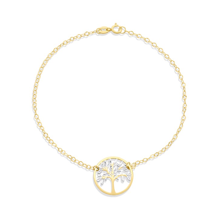 9ct Gold Two Colour Life Tree 7.5in Bracelet - G64121