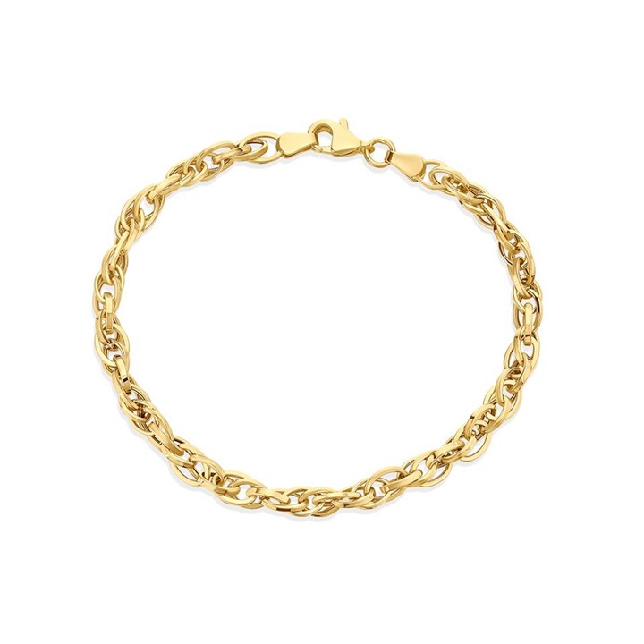 9ct Gold Twisted Oval Bracelet - 7.5in - G6472