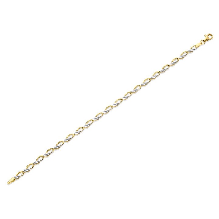 9ct Gold Two Colour Crossover Bracelet - 7.5in - G6476