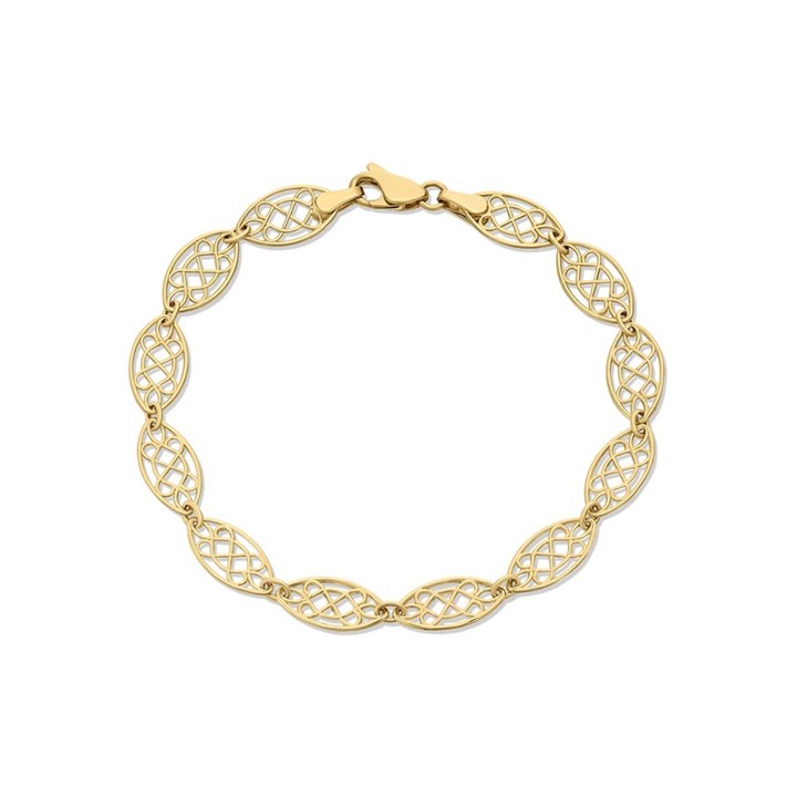 9ct Gold Filigree Links Bracelet - 7.5in - G6482