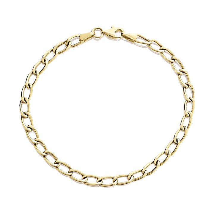 9ct Gold 4mm Wide Open Curb Bracelet - 7.5in - G6487