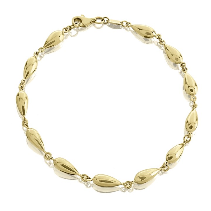 9ct Gold Teardrop Bracelet - 7.5in - G6491
