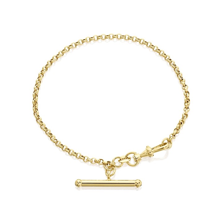 9ct Gold Belcher T-Bar Bracelet - 7.5in - G6495