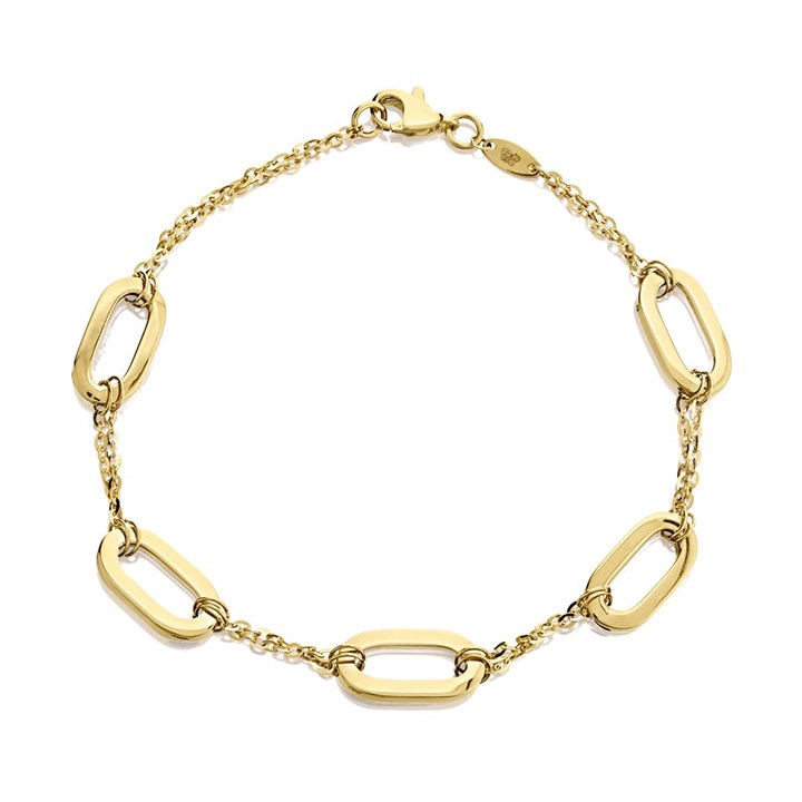 9ct Gold Oval Link Chain Bracelet - 7.5in - G6498