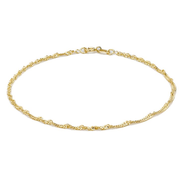 9ct Gold Twisted Curb Anklet - 9in - G7924