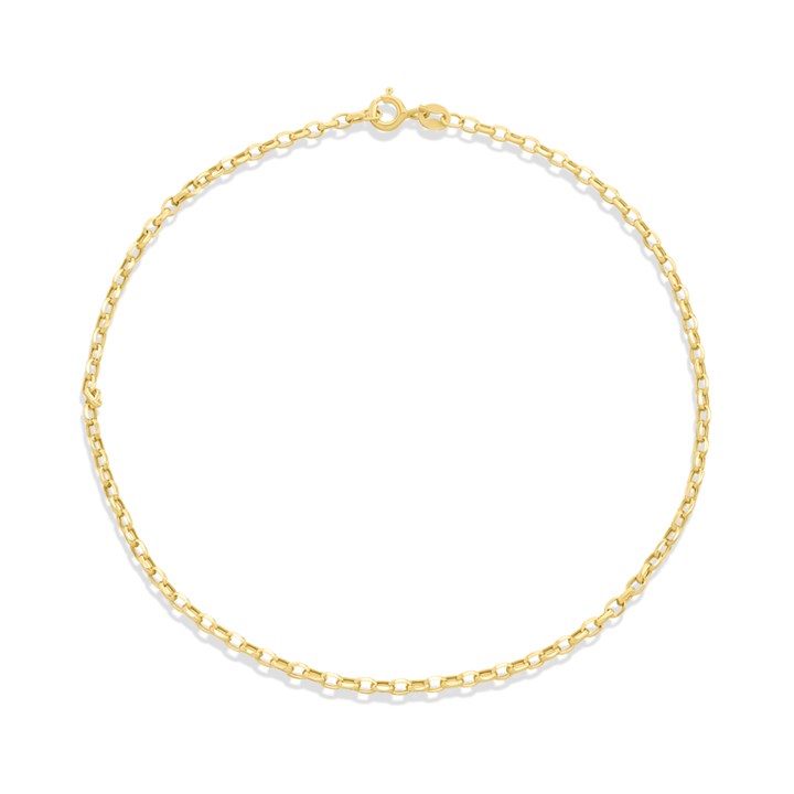 9ct Gold Oval Belcher 10in Anklet - G7927