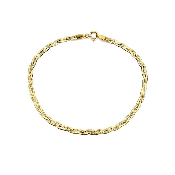 9ct Gold Plaited Herringbone Bracelet - 7.25in - G8014