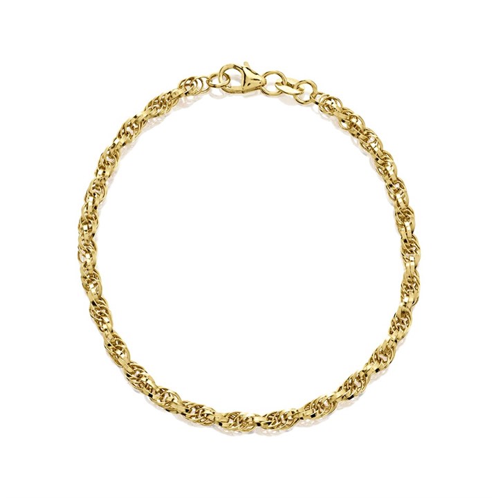 9ct Gold Rope Chain Bracelet - 7.5in - G8020