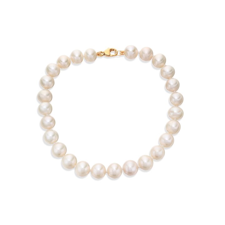 9ct Gold Freshwater Pearl Bracelet - 7.5in - G8338
