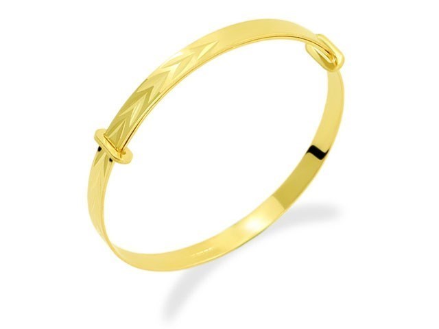 9ct Gold Chevron Diamond Cut Expanding Baby Bangle - G8408