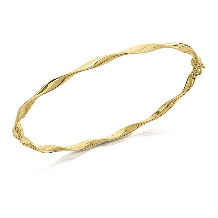 9ct Gold Twist Hinged Bangle - G8437
