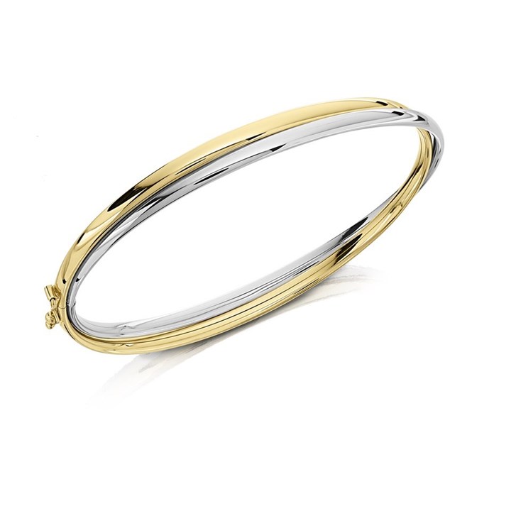 9ct Two Colour Gold Crossover Bangle - G8440