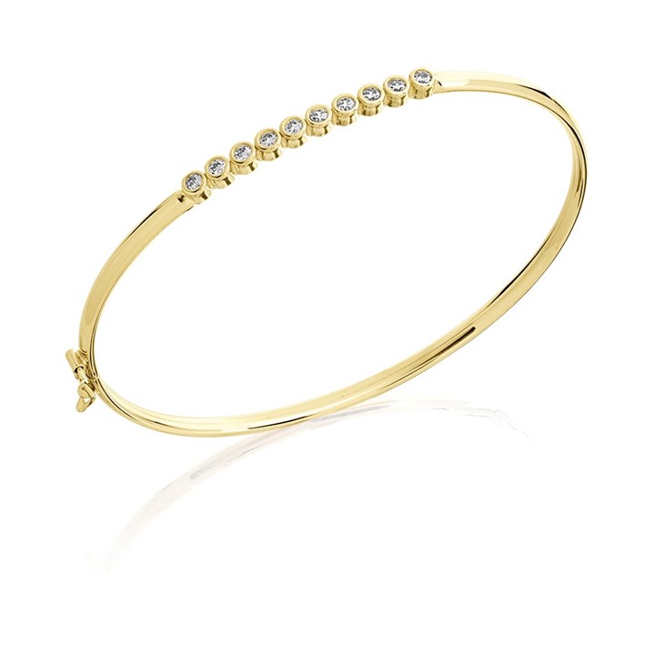 9ct Gold Cubic Zirconia Bangle - G8444