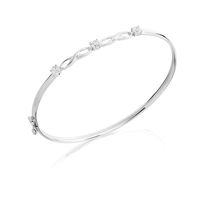 9ct White Gold Cubic Zirconia Infinity Bangle - G8448