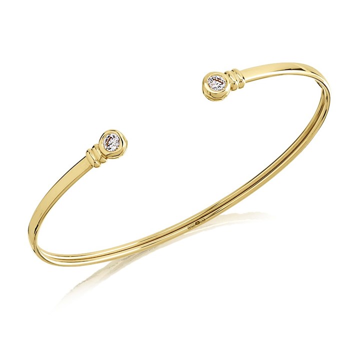 9ct Gold Cubic Zirconia Torc Bangle - G8462