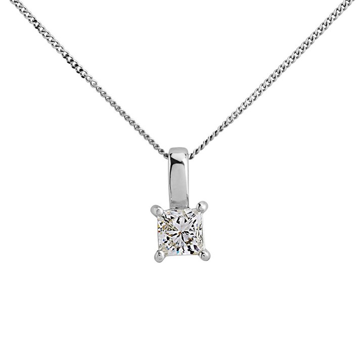 18ct White Gold Diamond Solitaire Necklace - 54pts - I/I2 - H05803