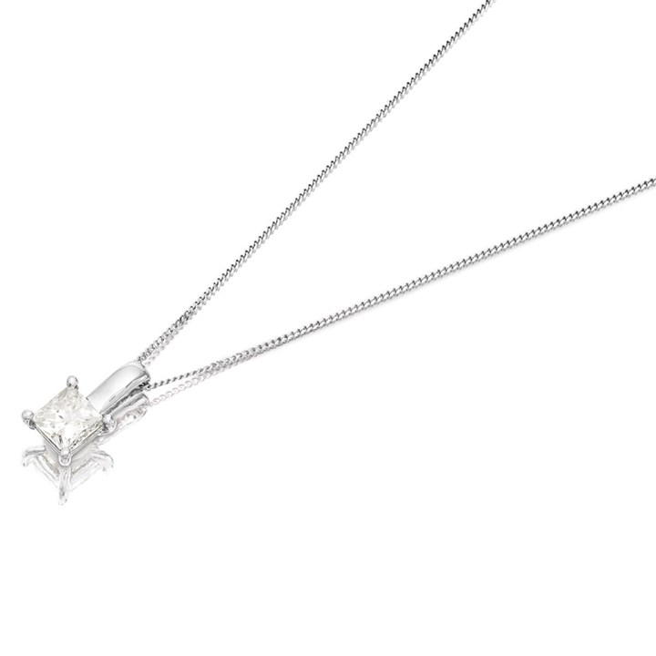 18ct White Gold Diamond Solitaire Necklace - 73pts - I/I2 - H07285