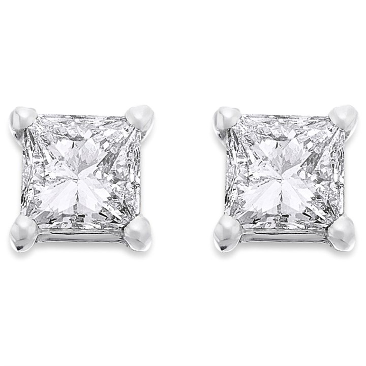 18ct White Gold Diamond Solitaire Stud Earrings - 1.02ct per pair - K/SI2 - H10251