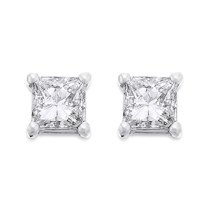 18ct White Gold Diamond Solitaire Stud Earrings - 1.04ct per pair - J-K/I1-I2 - H1035
