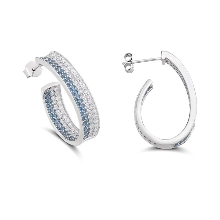 Sif Jakobs Felline Concavo Blue And Clear CZ Hoop Earrings - J02171