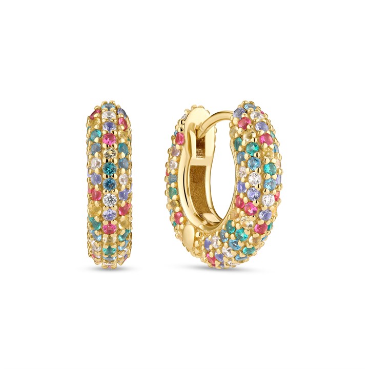 Sif Jakobs Gold Plated Silver Carrara Multi Coloured CZ Hoop Earrings - J02227
