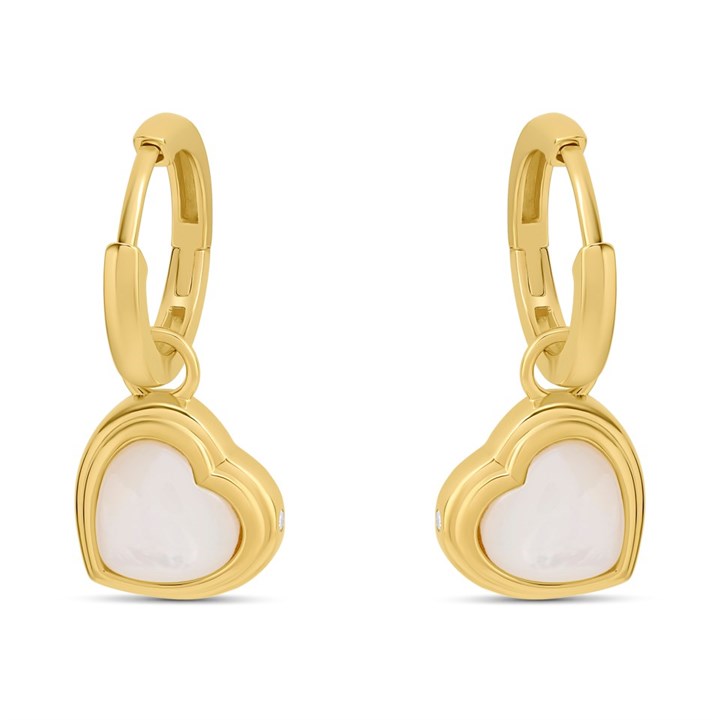 Hot Diamonds Gold 18ct Gold Plated Mother Of Pearl Heart Drop Earrings - J0309