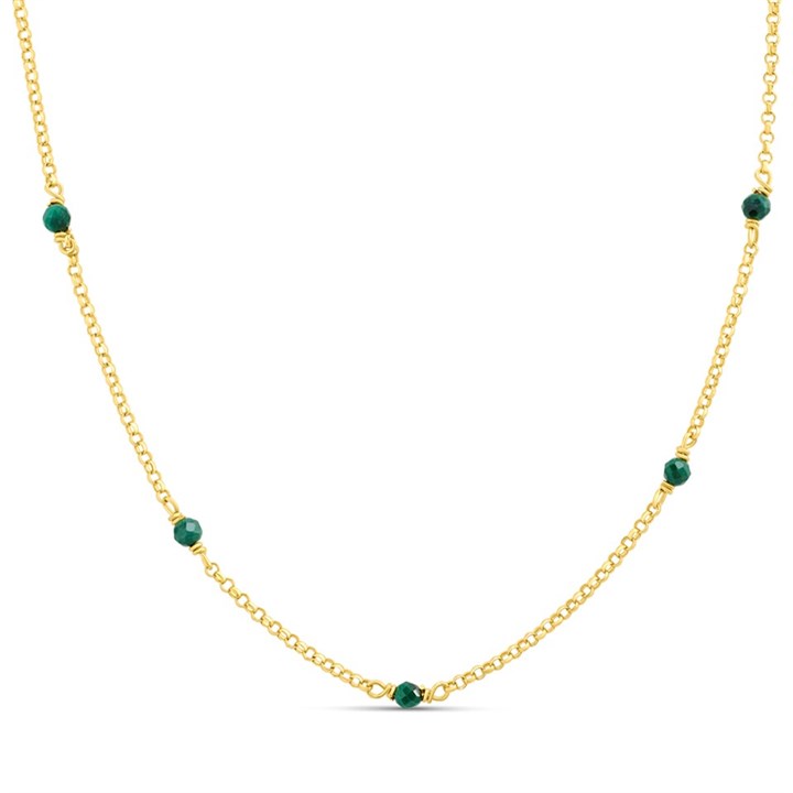 Hot Diamonds Gold 18ct Gold Plated Malachite Choker Necklace - J0312