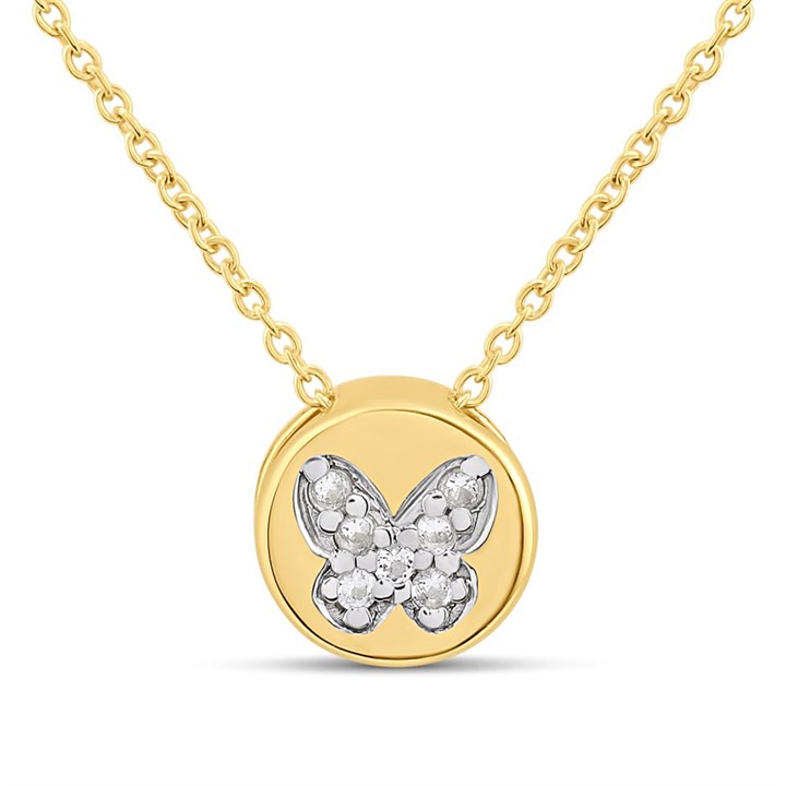 Hot Diamonds Gold 18ct Gold Plated Butterfly Necklace - J0319