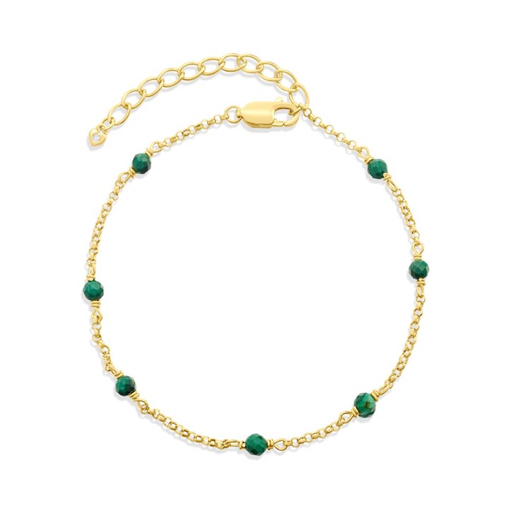 Hot Diamonds 18ct old Plated Revive Malachite Bracelet - J0328