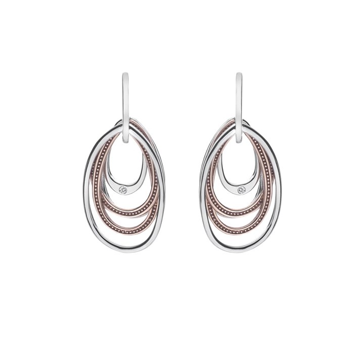 Hot Diamonds DE497 Silver And Rose Gold Plated Drop Earrings - J0401