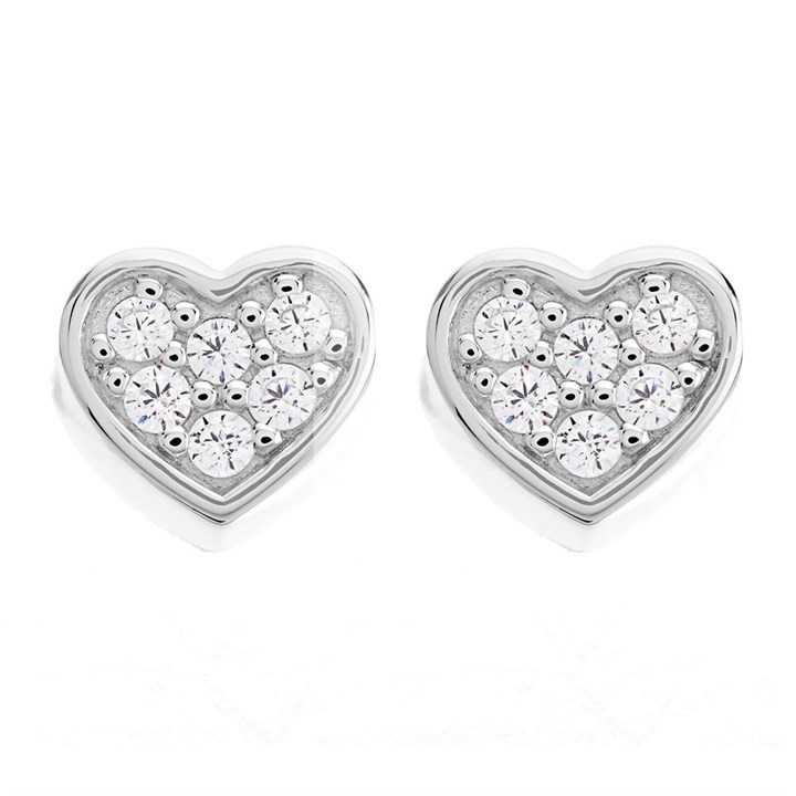Hot Diamonds DE559 Silver Sparkle Heart Stud Earrings - J0419