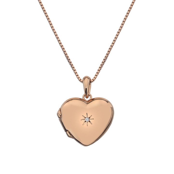 Hot Diamonds DP650 Rose Gold Plated Silver Diamond Heart Locket - J0433