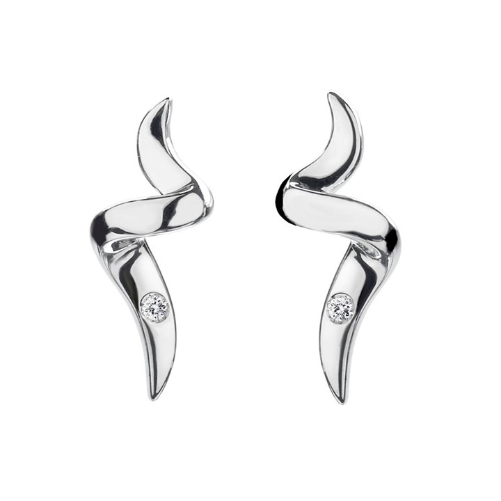 Hot Diamonds DE488 Silver Diamond Twist Stud Earrings - J0437