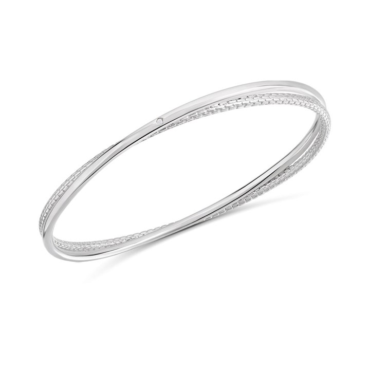 Hot Diamonds Silver Woven Interlocking Bangle - J0446