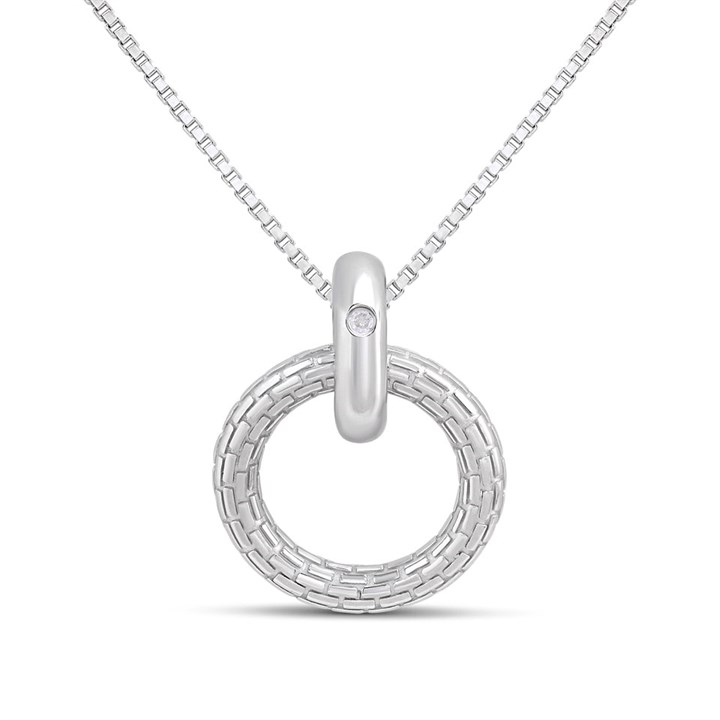 Hot Diamonds Silver Woven Circle Necklace - J0455