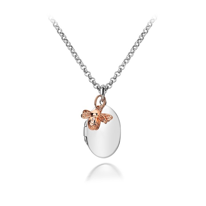 Hot Diamonds Silver And Rose Gold Plated Bee Locket - J0456