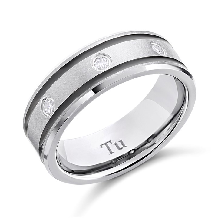 Tungsten Resin And Cubic Zirconia Ring- 8mm - J0917