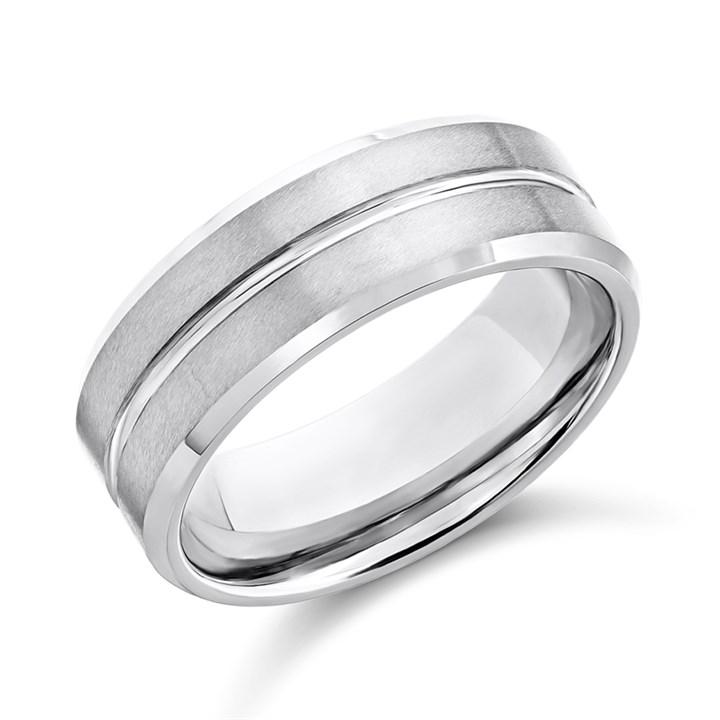 Tungsten Centre Groove Ring- 8mm - J0919
