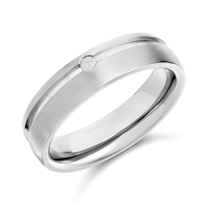 Titanium Offset 6mm Diamond Ring - J1005