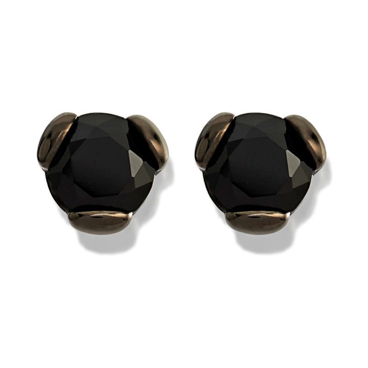 Stainless Steel Black Cubic Zirconia Skull Stud Earrings - 7mm - J1809